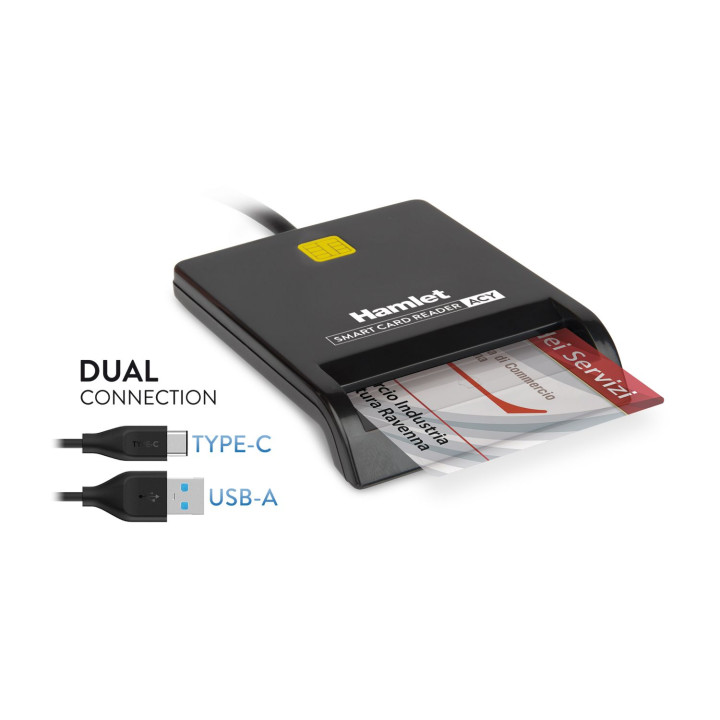 HAMLET LETTORE SMART CARD USB-C 3.1  USB-A 3.0